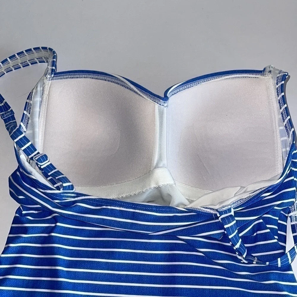Nip Tuck Chambray Riviera Stripe Joanne Twist Tummy Control One Piece Swimsuit
